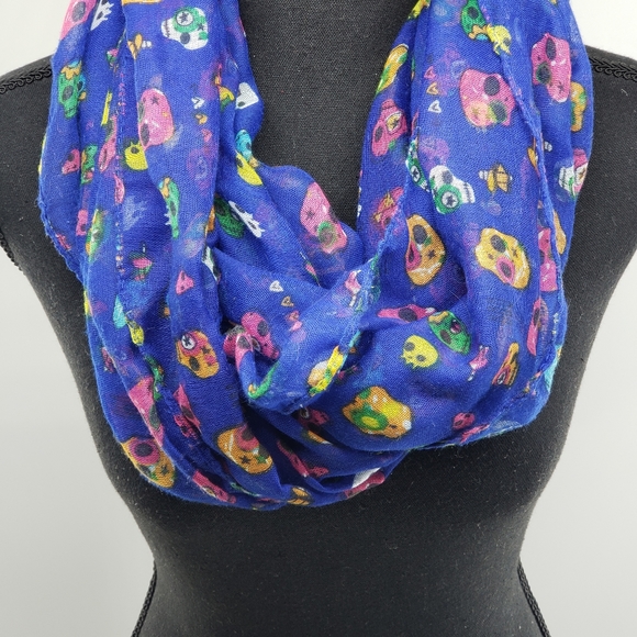 Sheer Colorful Skulls Infinity Scarf - Picture 6 of 7